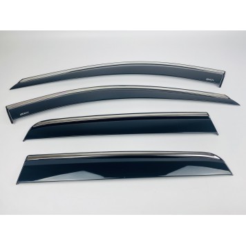 Дефлекторы окон Volvo XC90 2003-2015 (на скотче) с нерж. хром полоской-4